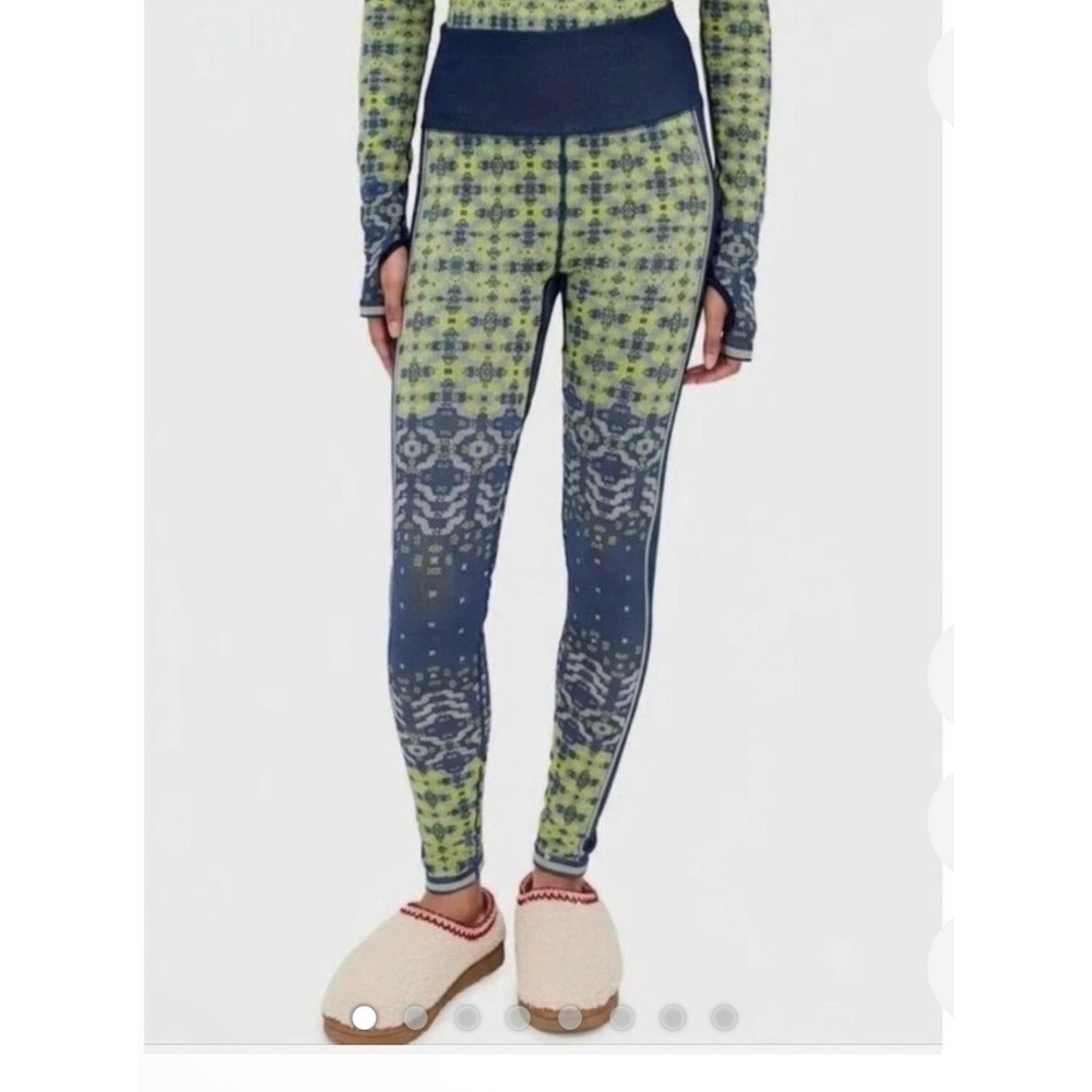 Free People Movement Leggings XS/S Purple Lime Geometric Seamless new ski Snow